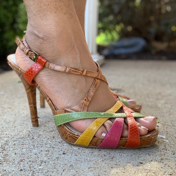 Nine West Multicolored Croco Slingback Heels - Picture 3 of 13